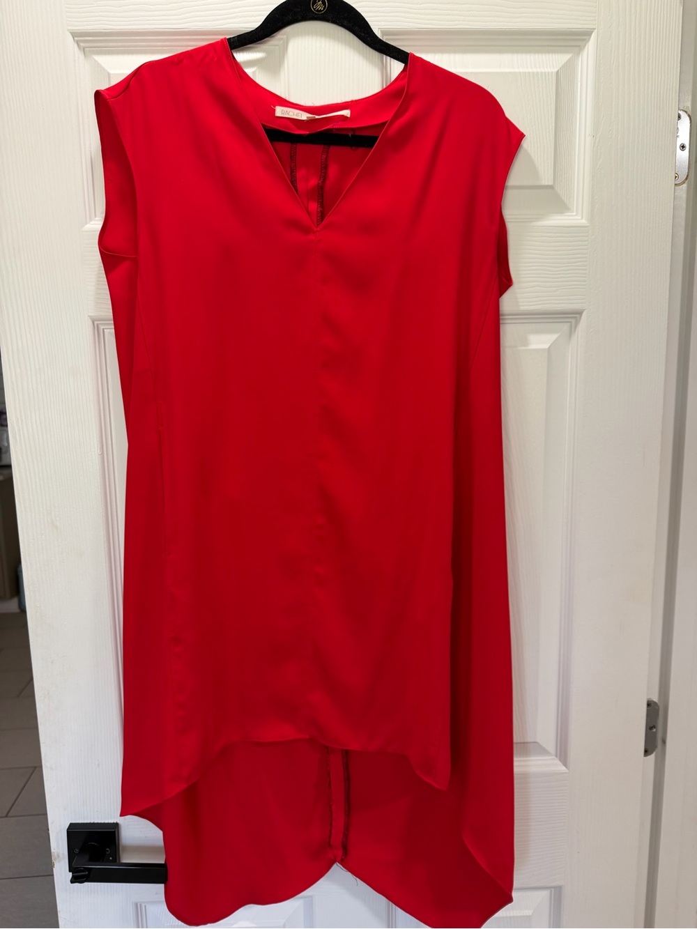 RACHEL Rachel Roy Red Sleeveless High-Low V-Neck Dress
